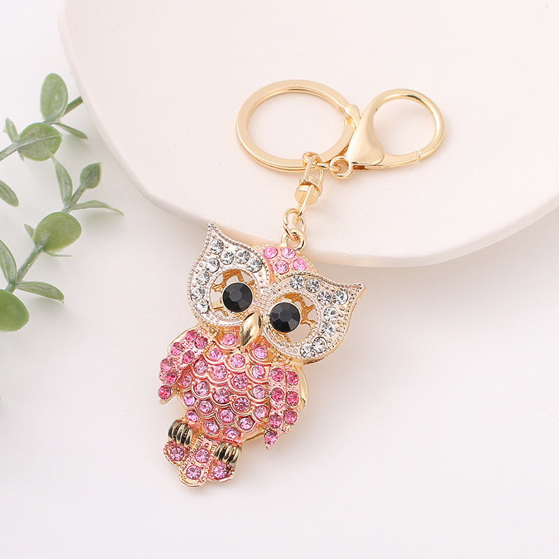 Rhinestone Owl Bag Charm & Keychain