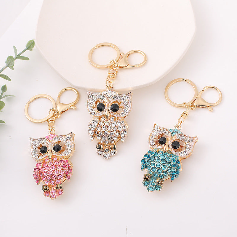 Rhinestone Owl Bag Charm & Keychain