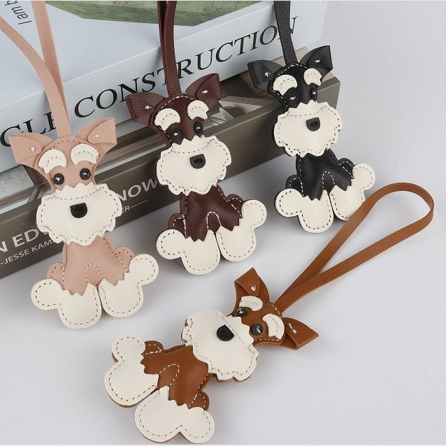Schnauzer PU Leather Bag Charm & Keychain