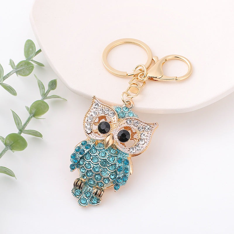 Rhinestone Owl Bag Charm & Keychain