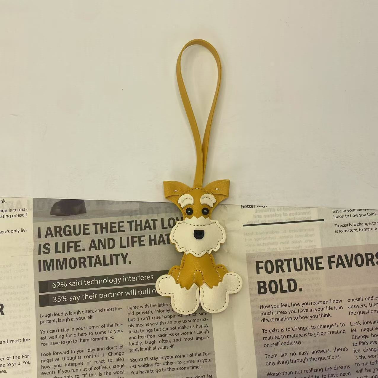 Schnauzer PU Leather Bag Charm & Keychain