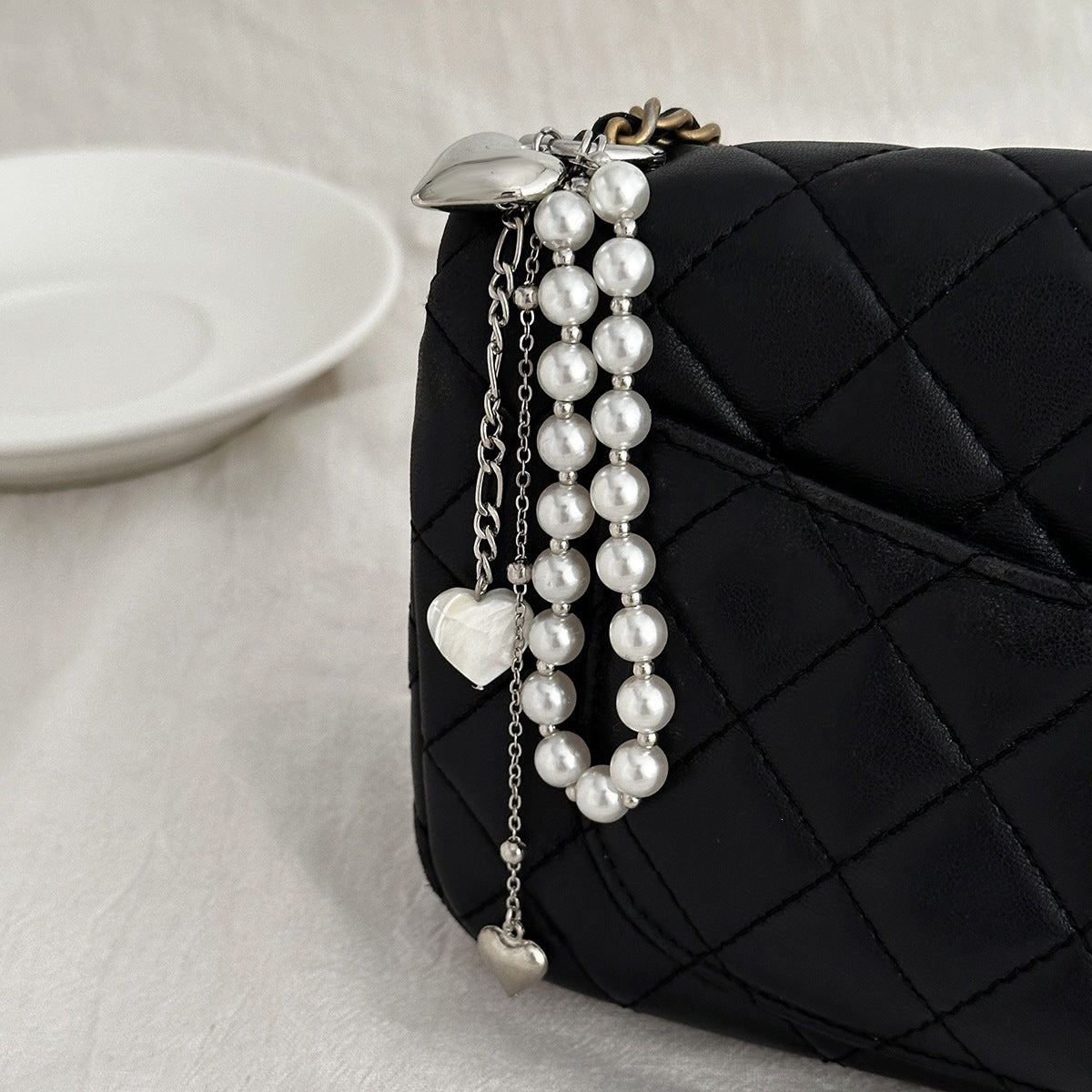 Heart Charm Beaded Bag Charm & Keychain