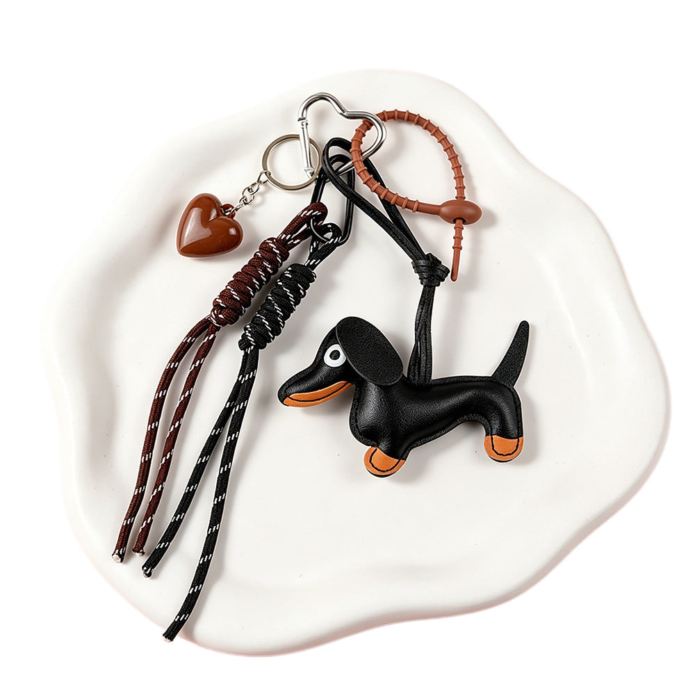 Dachshund PU Leather Bag Charm & Keychain