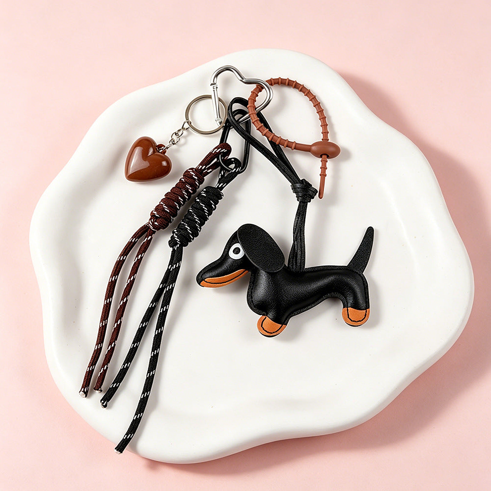 Dachshund PU Leather Bag Charm & Keychain