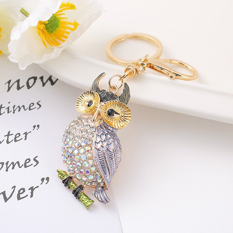 Rhinestone Owl Bag Charm & Keychain