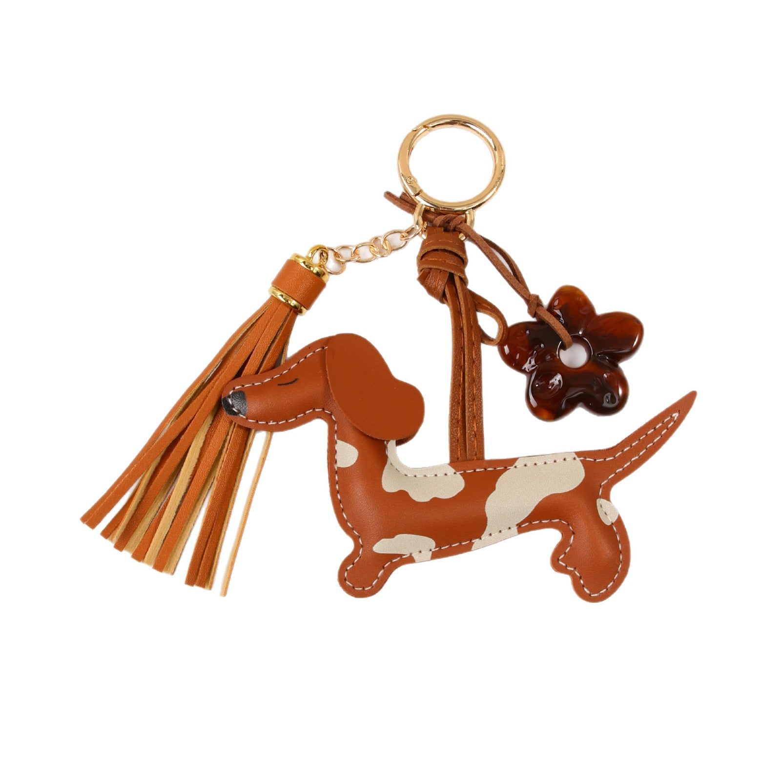 PU Leather Spotted Dachshund Bag Charm & Keychain