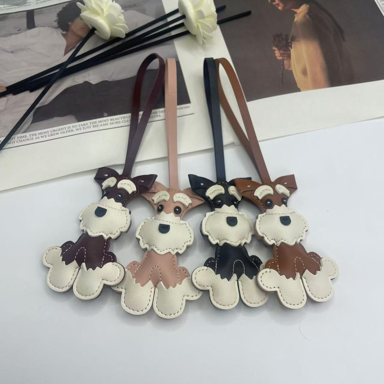 Schnauzer PU Leather Bag Charm & Keychain