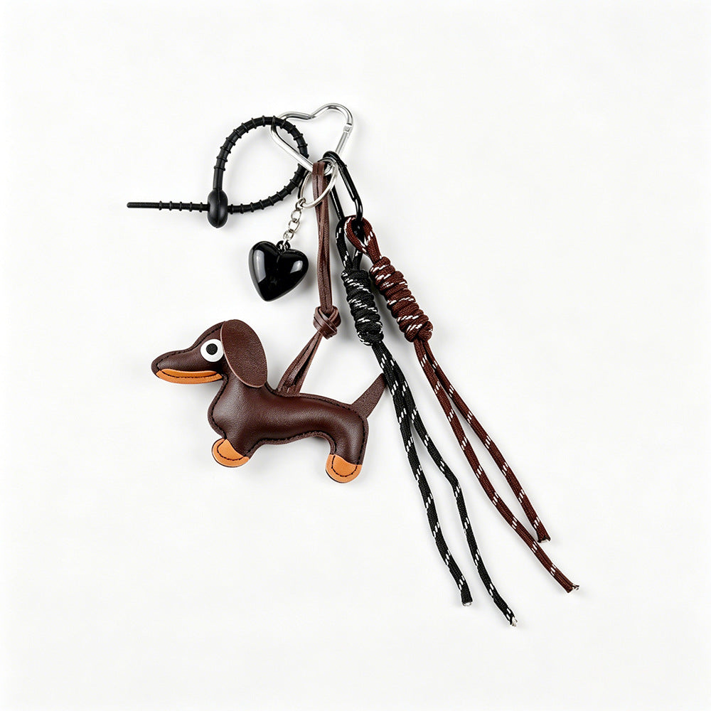 Dachshund PU Leather Bag Charm & Keychain