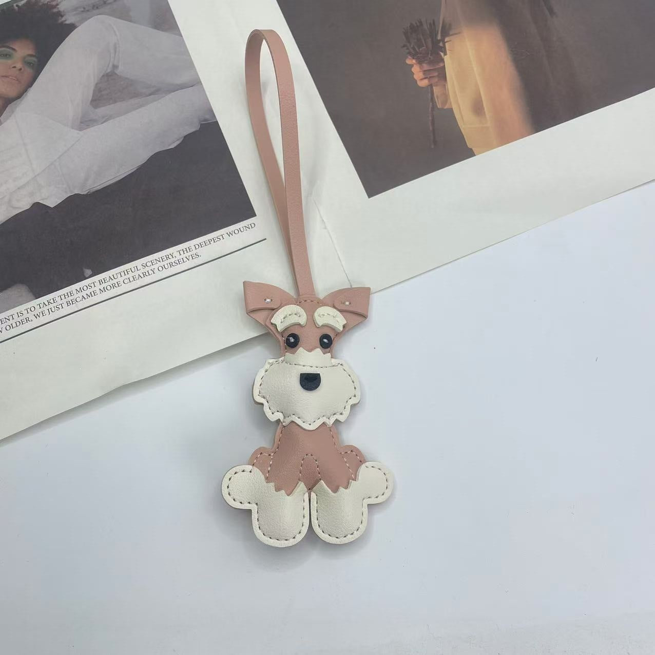 Schnauzer PU Leather Bag Charm & Keychain