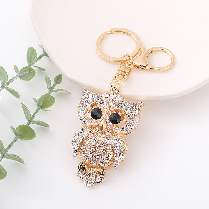 Rhinestone Owl Bag Charm & Keychain