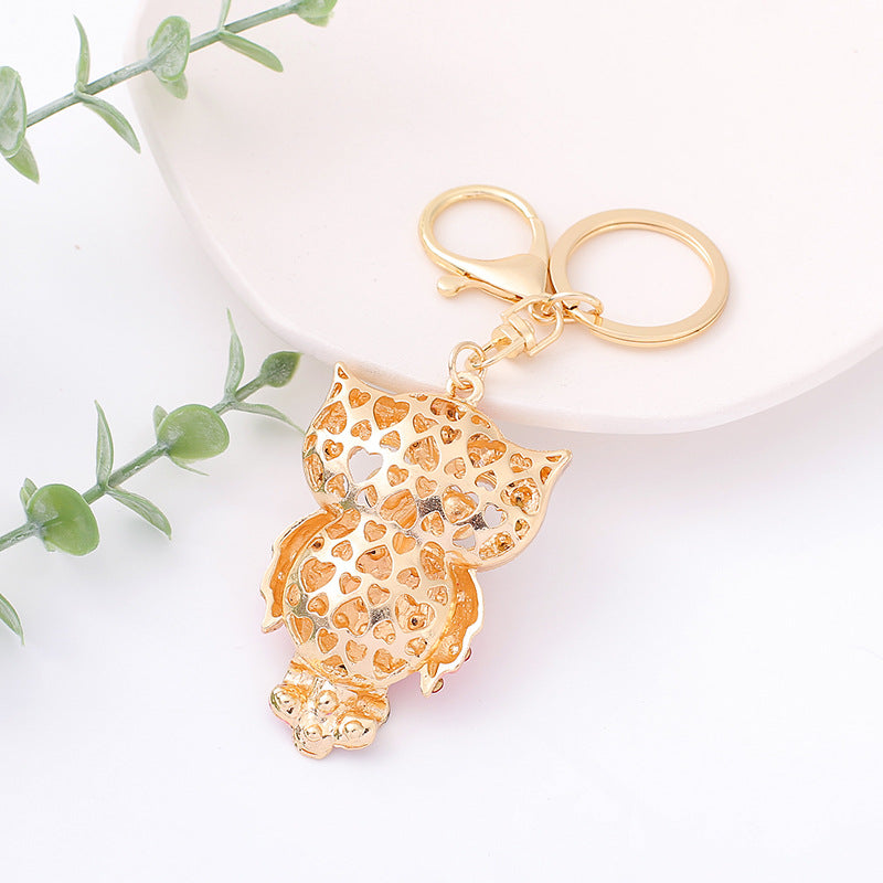 Rhinestone Owl Bag Charm & Keychain