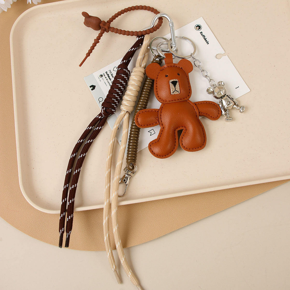 Leather Bear Bag Charm & Keychain Lanyard